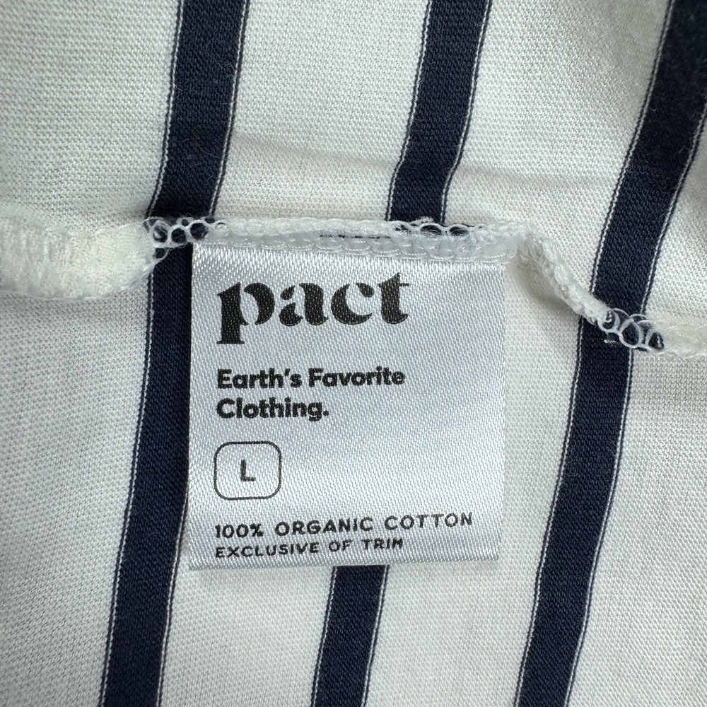 Set of 2 Pact Organic Cotton T Shirt Dress Sz L Pocket Crewneck Striped New - Picture 9 of 11